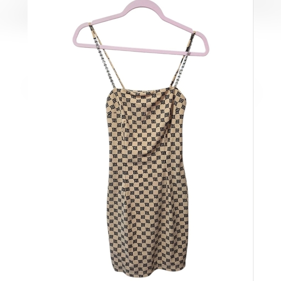 MISBHV Beige Monogram Spaghetti Mini Dress Women’s Size XS - Picture 5 of 14